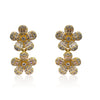 Double Hanging Flower Earrings With Baguette CZ Stones - Multiple Colors Available
