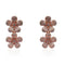 Double Hanging Flower Earrings With Baguette CZ Stones - Multiple Colors Available