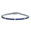 Silver Tennis Bracelet With Colored CZ Stones & White CZ Stone Intervals - Choose Your Color