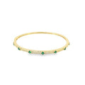 Gold Filled Bangle with Ruby / Emerald and White Pave CZ Stones