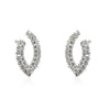 White Gold Plated Emma Pointed Oval Statement Earrings With Hand Set High Quality Scattered CZ Stones Design