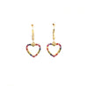 Multi Colored Hanging Open Heart CZ Earrings