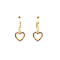 Small Multi Colored Hanging Open Heart CZ Earrings