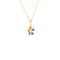 5 Petal Flower Necklace With Multicolored CZ Stones Itsallagift