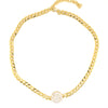 Cuban Link Chocker Necklace with Pave Circle