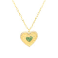 Designed Heart with Emerald Center Stones