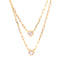 Double Paperclip Chain Necklace with Bezel CZ's
