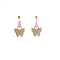 Pink Enamel Huggie Earrings with a Pave Butterfly Charm