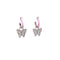 Pink Enamel Huggie Earrings with a Pave Butterfly Charm