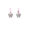 Pink Enamel Huggie Earrings with a Pave Butterfly Charm