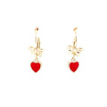 Bow and Heart Enamel Earrings Red Itsallagift