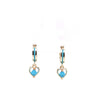 Children's Hanging Heart and Colored Stone Earrings Turquoise Itsallagift