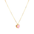Double Hanging Pink Heart Enamel Necklace Gold Itsallagift