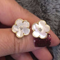 Mother Of Pearl Flower Earrings With Center CZ stone Itsallagift