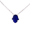 Hamsa Necklace with Sapphire Color Center Silver Itsallagift