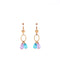 Hanging Double Oval Light Blue and Purple Stone Gold Earrings Itsallagift
