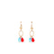 Hanging Double Oval Red and Blue Stone Gold Earrings Itsallagift