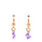 Hanging Double Square Colored Stone Double Earring Purple Itsallagift