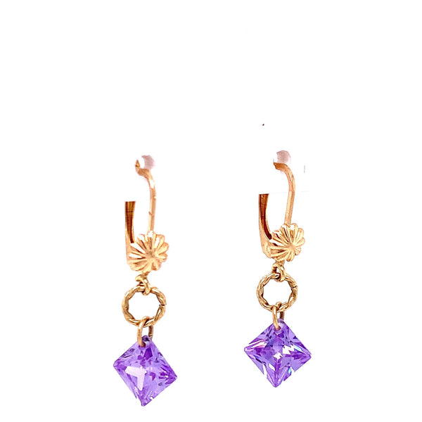 Hanging Double Square Colored Stone Double Earring Itsallagift