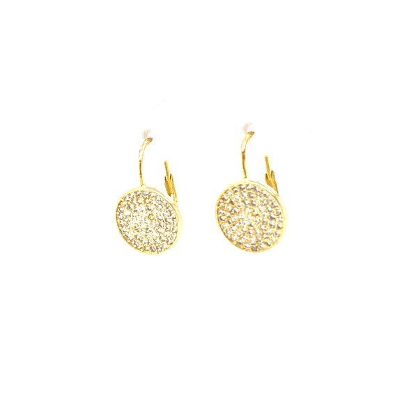 Hanging Earrings With Pave Circle Design - 2 Colors Available! Gold Itsallagift