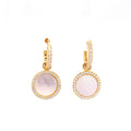 Hanging Mother of Pearl Circle with CZ Halo Earrings Gold Itsallagift