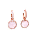 Hanging Mother of Pearl Circle with CZ Halo Earrings Itsallagift