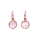 Hanging Mother of Pearl Circle with CZ Halo Earrings Rose Gold Itsallagift