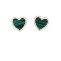 Heart Earrings with CZ Halo Green Itsallagift