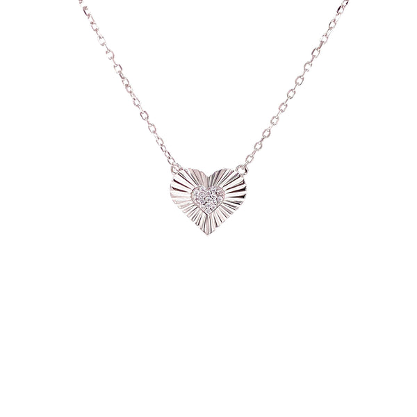 Heart Necklace With CZ Center Heart Pendant - 3 Colors Available! Itsallagift