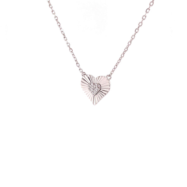 Heart Necklace With CZ Center Heart Pendant - 3 Colors Available! Itsallagift