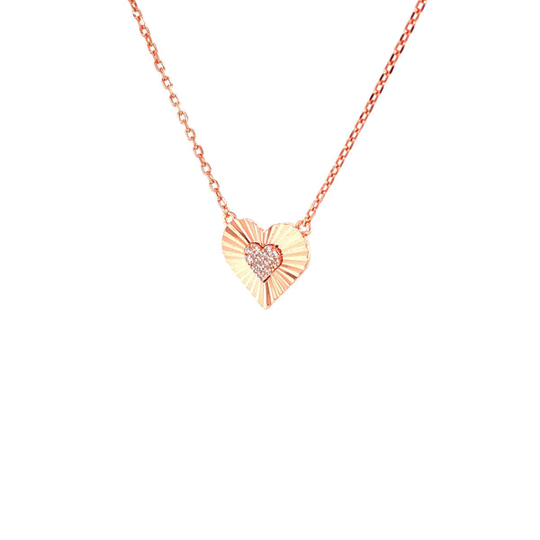 Heart Necklace With CZ Center Heart Pendant - 3 Colors Available! Itsallagift