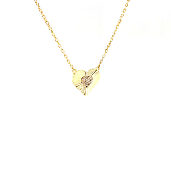 Heart Necklace With CZ Center Heart Pendant - 3 Colors Available! Itsallagift