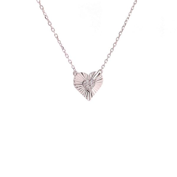Heart Necklace With CZ Center Heart Pendant - 3 Colors Available! Itsallagift