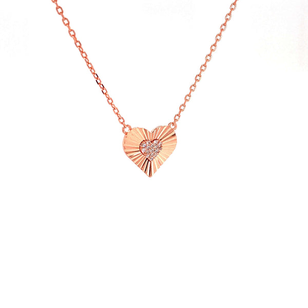 Heart Necklace With CZ Center Heart Pendant - 3 Colors Available! Itsallagift