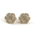 Italian CZ Baguette Flower Earrings - 3 Color Options Sterling Silver With Yellow Gold Plating Itsallagift