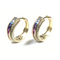 Channel Set Rainbow CZ With White CZ Border Hoop Earrings Itsallagift