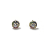 Round Rainbow Stud Earrings With White CZ Center Stone Itsallagift