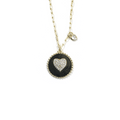 Round Pendant Necklace With Center CZ Heart Gold Itsallagift