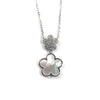 Small CZ Flower With Mother Of Pearl Flower Necklace Silver Itsallagift