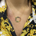 Sunburst Teardrop Necklace With Rainbow CZ Stones Itsallagift