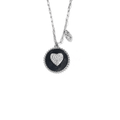 Round Pendant Necklace With Center CZ Heart Silver Itsallagift