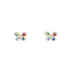 Butterfly Stud Earrings With Rainbow CZ Baguette Stones Itsallagift