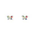 Butterfly Stud Earrings With Rainbow CZ Baguette Stones Itsallagift