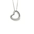 Open Heart Necklace With Half Pave Border Silver Itsallagift