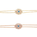 Italian Eye Bracelet With CZ Baguette Border And Turquoise Center Stone Itsallagift