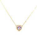 Large Bezel CZ Heart Necklace Gold Itsallagift