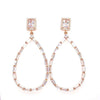 Large Open Teardrop Earring With Baguette Border and Rectangle Stud Rose Gold Itsallagift
