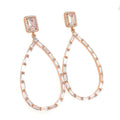 Large Open Teardrop Earring With Baguette Border and Rectangle Stud Itsallagift