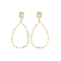 Large Open Teardrop Earring With Baguette Border and Rectangle Stud Yellow Gold Itsallagift