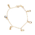 Little Girl Bracelet With Teddy Bear and Multicolored Heart Charms Blue Itsallagift
